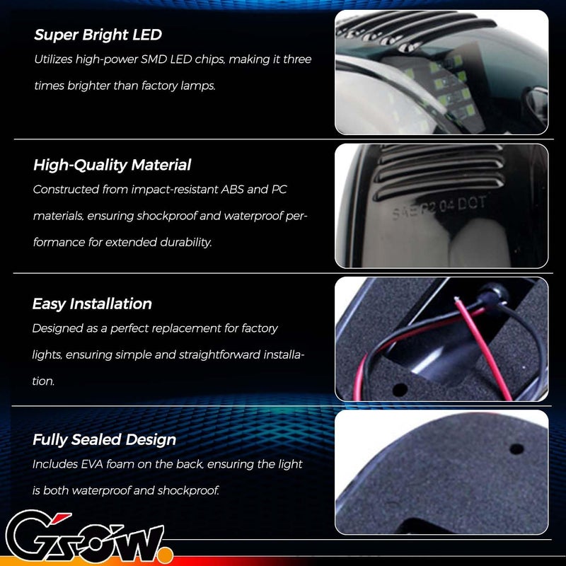GSOWO 5 PCS White LED Cab Lights Smoked Cab Roof Running Top Marker light for Dodge Ram 1500 2500 3500 4500 5500 2003-2018 Pickup Trucks, Waterproof LED cab Roof Lights for Trucks, 16 LEDs - Image 4